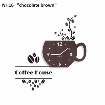 Coffee House dekoračné hodiny do kuchyne hnedá