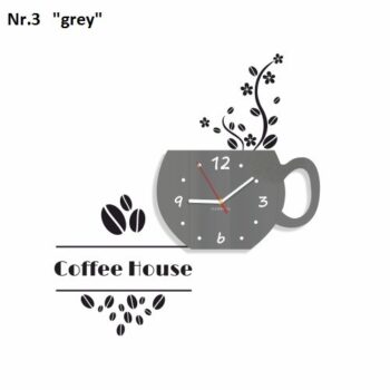 Coffee House dekoračné hodiny do kuchyne sivá