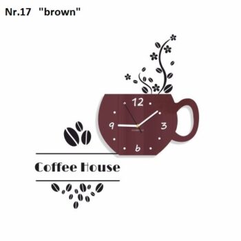 Coffee House dekoračné hodiny do kuchyne tmavohnedá