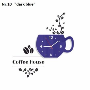 Coffee House dekoračné hodiny do kuchyne tmavomodrá
