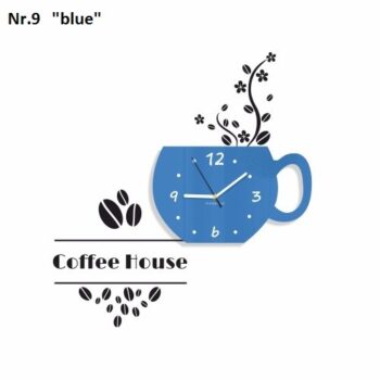 Coffee House dekoračné hodiny do kuchyne tmavomodrá