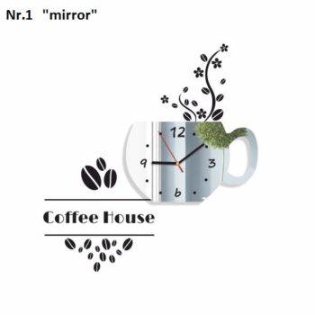 Coffee House dekoračné hodiny do kuchyne zrkadlová