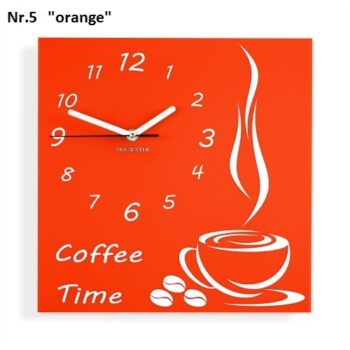 Coffee Time nástenné kuchynské hodiny biela