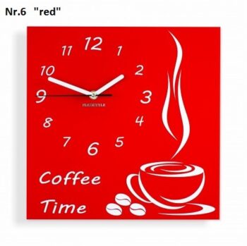 Coffee Time nástenné kuchynské hodiny biela