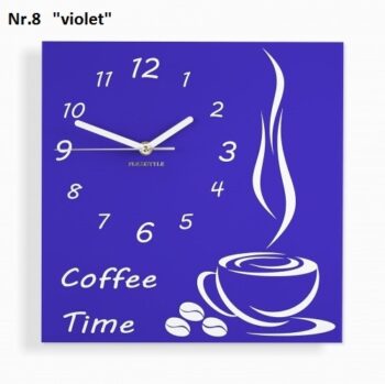 Coffee Time nástenné kuchynské hodiny fialová