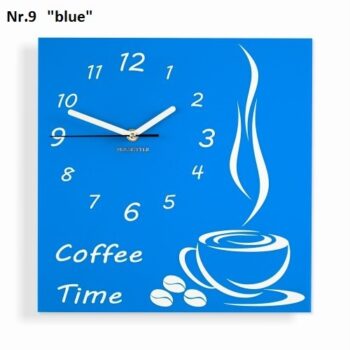 Coffee Time nástenné kuchynské hodiny modrá