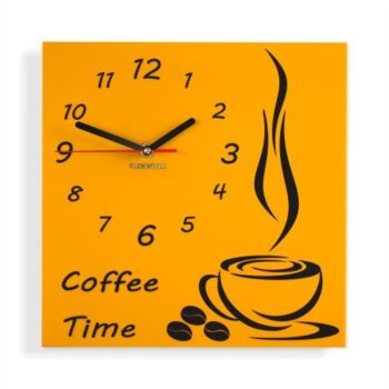 Coffee Time nástenné kuchynské hodiny oranžová