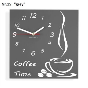 Coffee Time nástenné kuchynské hodiny sivá