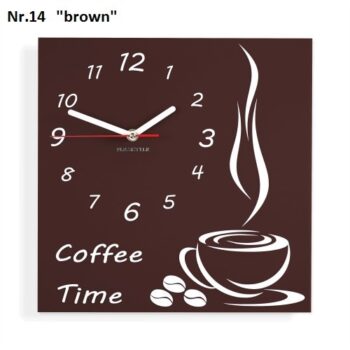Coffee Time nástenné kuchynské hodiny tmavohnedá