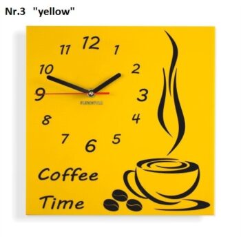Coffee Time nástenné kuchynské hodiny žltá