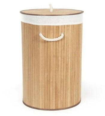 Compactor Bambusový kôš na bielizeň s vekom Compactor Bamboo - okrúhly, prírodný, 40 x 60 cm