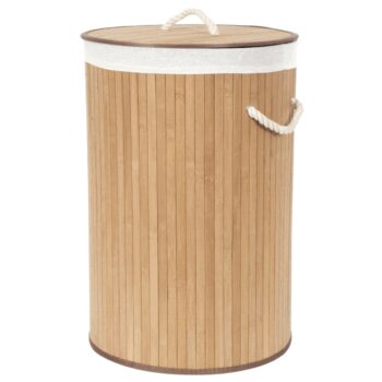 Compactor Bambusový kôš na bielizeň s vekom Compactor Bamboo - okrúhly, prírodný, 40 x 60 cm