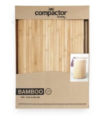 Compactor Bambusový kôš na bielizeň s vekom Compactor Bamboo - okrúhly, prírodný, 40 x 60 cm
