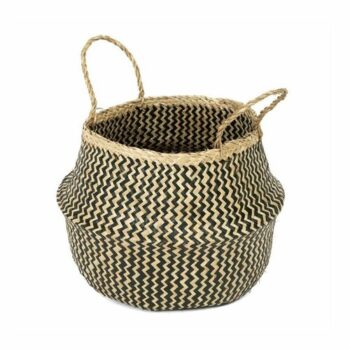 Compactor Pletený úložný košík z morskej trávy Belly, 35 x 32 cm, čierna, M