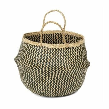 Compactor Pletený úložný košík z morskej trávy Belly, 35 x 32 cm, čierna, M