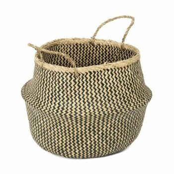 Compactor Pletený úložný košík z morskej trávy Belly, 45 x 36 cm, čierna, L
