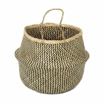 Compactor Pletený úložný košík z morskej trávy Belly, 45 x 36 cm, čierna, L