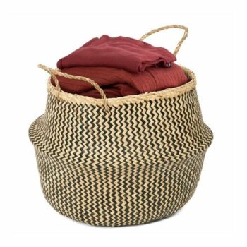 Compactor Pletený úložný košík z morskej trávy Belly, 45 x 36 cm, čierna, L