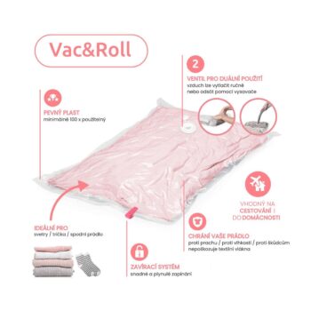 Compactor Sada cestovních vakuových pytlů Jet RollBags L 50 l, 55 x 70 cm, 4 ks