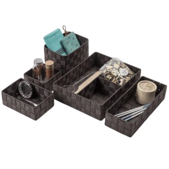 Compactor Úložný organizér do zásuvky Compactor TEX - košík S, 12 x 12 x 7 cm, čokololádový, S