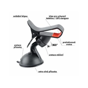 Compass Držiak telefónu / GPS na prísavku Clips, čierna