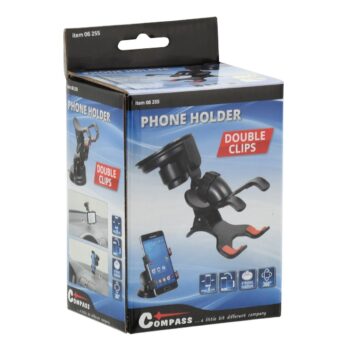 Compass Držiak telefónu / GPS na prísavku Double Clips, čierna