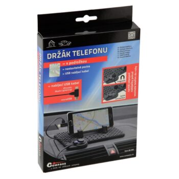 Compass Držiak telefónu s podložkou a káblom micro USB, čierna