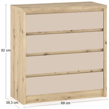 Zásuvková komoda DAICOS CH-4DRWS vo Vašej spálni, obývačke, či ktorejkoľvek inej miestnosti jednoducho nemôže chýbať. Praktická komoda s množstvom úložného priestoru sa skladá zo štyroch zásuviek, ktoré sa otvárajú pomocou šikmo zafrézovaného čela zásuviek. Materiál použitý na jej výrobu je…