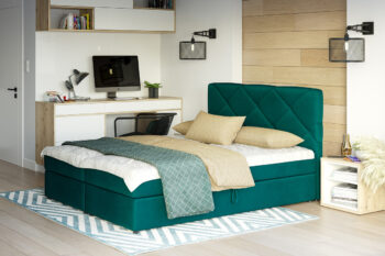Štýlová manželská posteľ DALILA je v modernom a elegantnom prevedení. Patrí medzi postele typu BOXSPRING. Výrazným dizajnovým prvkom je jej čelo, ktoré tiež ochráni vašu stenu pred oderom.Posteľ je čalúnená látkou ITAKA 39.  Súčasťou postele je kvalitný bonellový matrac. Pre väčší komfort si môžete dokúpiť praktický vrchný krycí matrac TOPPER (viď. doporučené produkty).Disponuje veľkým úložným priestorom, ktorý je vhodný na uloženie perín, obliečok a podobne.Rozmery (š,v,h): 165 x 102 x 208 cm. Výška čela postele: 102 cm. Výška spacej plochy: 47 cm. Výška nožičiek: 2 cm. Spacia plocha: 160 x 200 cm.V našej ponuke nájdete aj ďalšie prevedenia a rozmery manželských postelí DALILA.Dodávame v demontovanom stave.