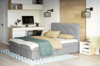 Štýlová manželská posteľ DALILA je v modernom a elegantnom prevedení. Patrí medzi postele typu BOXSPRING. Výrazným dizajnovým prvkom je jej čelo, ktoré tiež ochráni vašu stenu pred oderom.Posteľ je čalúnená látkou COSMIC 118. Súčasťou postele je kvalitný bonellový matrac. Pre väčší komfort si môžete dokúpiť praktický vrchný krycí matrac TOPPER (viď. doporučené produkty).Disponuje veľkým úložným priestorom, ktorý je vhodný na uloženie perín, obliečok a podobne.Rozmery (š,v,h): 185 x 102 x 208 cm. Výška čela postele: 102 cm. Výška spacej plochy: 47 cm. Výška nožičiek: 2 cm. Spacia plocha: 180 x 200 cm.V našej ponuke nájdete aj ďalšie prevedenia a rozmery manželských postelí DALILA.Dodávame v demontovanom stave.