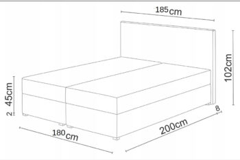 Štýlová manželská posteľ DALILA je v modernom a elegantnom prevedení. Patrí medzi postele typu BOXSPRING. Výrazným dizajnovým prvkom je jej čelo, ktoré tiež ochráni vašu stenu pred oderom.Posteľ je čalúnená látkou COSMIC 118. Súčasťou postele je kvalitný bonellový matrac. Pre väčší komfort si môžete dokúpiť praktický vrchný krycí matrac TOPPER (viď. doporučené produkty).Disponuje veľkým úložným priestorom, ktorý je vhodný na uloženie perín, obliečok a podobne.Rozmery (š,v,h): 185 x 102 x 208 cm. Výška čela postele: 102 cm. Výška spacej plochy: 47 cm. Výška nožičiek: 2 cm. Spacia plocha: 180 x 200 cm.V našej ponuke nájdete aj ďalšie prevedenia a rozmery manželských postelí DALILA.Dodávame v demontovanom stave.