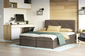 Štýlová manželská posteľ DALILA je v modernom a elegantnom prevedení. Patrí medzi postele typu BOXSPRING. Výrazným dizajnovým prvkom je jej čelo, ktoré tiež ochráni vašu stenu pred oderom.Posteľ je čalúnená látkou ITAKA 48. Súčasťou postele je kvalitný bonellový matrac. Pre väčší komfort si môžete dokúpiť praktický vrchný krycí matrac TOPPER (viď. doporučené produkty).Disponuje veľkým úložným priestorom, ktorý je vhodný na uloženie perín, obliečok a podobne.Rozmery (š,v,h): 185 x 102 x 208 cm. Výška čela postele: 102 cm. Výška spacej plochy: 47 cm. Výška nožičiek: 2 cm. Spacia plocha: 180 x 200 cm.V našej ponuke nájdete aj ďalšie prevedenia a rozmery manželských postelí DALILA.Dodávame v demontovanom stave.