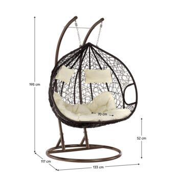 KONDELA Dalvea 2 New závesné hojdacie kreslo medená / hnedá / krémová – Obrázok 11