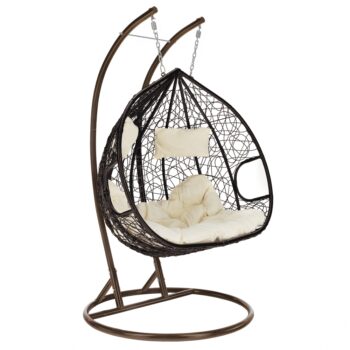 KONDELA Dalvea 2 New závesné hojdacie kreslo medená / hnedá / krémová – Obrázok 5