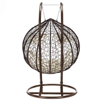 KONDELA Dalvea 2 New závesné hojdacie kreslo medená / hnedá / krémová – Obrázok 8