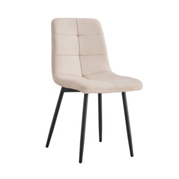 Jedálenská stolička Damia Typ 1 v elegantnom béžovom prevedení Velvet s čiernymi detailmi je ideálnym doplnkom pre moderné interiéry. Táto stolička, ktorá pochádza z dielne renomovanej značky KONDELA, kombinuje štýlový dizajn s praktickosťou a pohodlím.