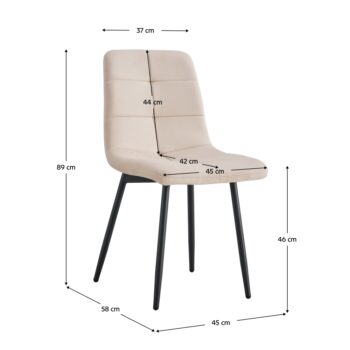 KONDELA Damia Typ 1 jedálenská stolička béžová (Velvet) / čierna - Image 2