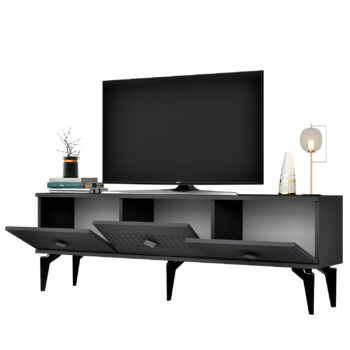 TV stolík DART - luxusný a moderný doplnok pre vašu obývaciu izbuTV stolík DART je navrhnutý pre tých, ktorí hľadajú štýlový a funkčný nábytok s luxusným vzhľadom. Tento stolík dodá vašej obývačke elegantnú a modernú atmosféru.Vyrobený z odolného LTD materiálu s hrúbkou 18 mm, stolík DART je zárukou pevnosti a dlhej životnosti. Je vybavený priestrannou skrinkou s tromi dvierkami, ktorá ponúka dostatok úložného priestoru pre vaše multimediálne zariadenia a príslušenstvo. Plastové úchytky zaisťujú ľahké otváranie a dodávajú stolíku moderný vzhľad.Hlavné vlastnosti produktu:Typ tovaru: TV stolíkVhodné do miestnosti: obývacia izbaMateriál: LTDRozmery: 44.6 x 180 x 30 cmFarba: antracit + striebornáVybavenie: skrinkaŠtýl: luxusnéPočet dvierok: 3Úchytky: plastDodatočné informácie: Dodávame v demonte, plastové nožičkyTV stolík DART je dodávaný v demontovanom stave, čo uľahčuje prepravu a montáž. Plastové nožičky zaisťujú stabilitu a chránia podlahu pred poškodením.
