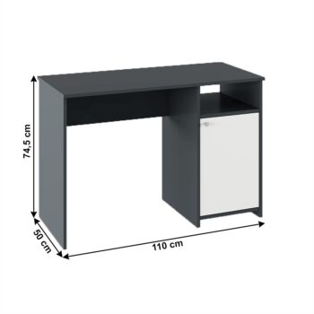PC stôl Dede v elegantnom farebnom prevedení grafit a biela je ideálnym riešením pre moderné kancelárie a pracovné priestory. Tento stôl, vyrobený z kvalitného aglomerovaného materiálu, konkrétne laminovanej DTD, ponúka nielen estetický vzhľad, ale aj praktickosť a funkčnosť.