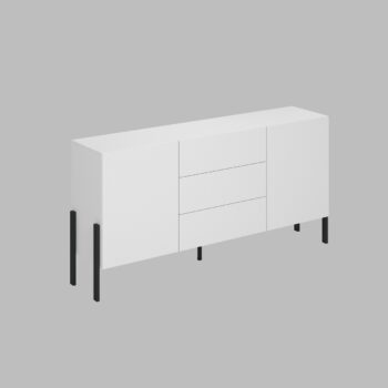 Sektor DEKTON je charakteristický svojim elegantným prevedením a čistými líniami. Výrazným prvkom nábytku sú nožičky, vyrobené z kovu. Sú v čiernej farbe. Nábytok DEKTON je vyrobený z kvalitných LTD dosiek, ktoré sa jednoducho udržiavajú, s ABS hranami.Kombinovaná komoda je dvojdverová. Má 2 praktické zásuvky.Rozmery (š,v,h): 184 x 90 x 40 cm.Farba: biela matnáDodávame v demontovanom stave.