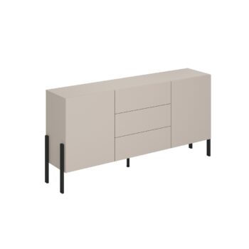 Sektor DEKTON je charakteristický svojim elegantným prevedením a čistými líniami. Výrazným prvkom nábytku sú nožičky, vyrobené z kovu. Sú v čiernej farbe. Nábytok DEKTON je vyrobený z kvalitných LTD dosiek, ktoré sa jednoducho udržiavajú, s ABS hranami.Kombinovaná komoda je dvojdverová. Má 2 praktické zásuvky.Rozmery (š,v,h): 184 x 90 x 40 cm.Farba: kašmírDodávame v demontovanom stave.