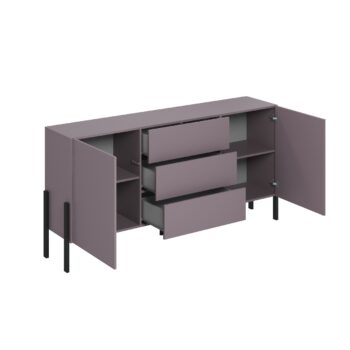 Sektor DEKTON je charakteristický svojim elegantným prevedením a čistými líniami. Výrazným prvkom nábytku sú nožičky, vyrobené z kovu. Sú v čiernej farbe. Nábytok DEKTON je vyrobený z kvalitných LTD dosiek, ktoré sa jednoducho udržiavajú, s ABS hranami.Kombinovaná komoda je dvojdverová. Má 2 praktické zásuvky.Rozmery (š,v,h): 184 x 90 x 40 cm.Farba: slivkaDodávame v demontovanom stave.