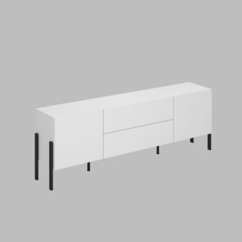 Sektor DEKTON je charakteristický svojim elegantným prevedením a čistými líniami. Výrazným prvkom nábytku sú nožičky, vyrobené z kovu. Sú v čiernej farbe. Nábytok DEKTON je vyrobený z kvalitných LTD dosiek, ktoré sa jednoducho udržiavajú, s ABS hranami.Televízny stolík je dvojdverový. Disponuje dvomi praktickými zásuvkami.Rozmery (š,v,h): 204 x 70 x 40Farba: bielaDodávame v demontovanom stave.