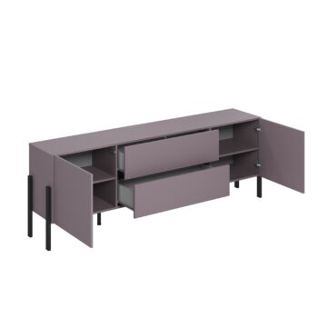 Sektor DEKTON je charakteristický svojim elegantným prevedením a čistými líniami. Výrazným prvkom nábytku sú nožičky, vyrobené z kovu. Sú v čiernej farbe. Nábytok DEKTON je vyrobený z kvalitných LTD dosiek, ktoré sa jednoducho udržiavajú, s ABS hranami.Televízny stolík je dvojdverový. Disponuje dvomi praktickými zásuvkami.Rozmery (š,v,h): 204 x 70 x 40Farba: slivkaDodávame v demontovanom stave.
