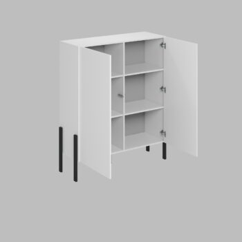 Sektor DEKTON je charakteristický svojim elegantným prevedením a čistými líniami. Výrazným prvkom nábytku sú nožičky, vyrobené z kovu. Sú v čiernej farbe. Nábytok DEKTON je vyrobený z kvalitných LTD dosiek, ktoré sa jednoducho udržiavajú, s ABS hranami.Komoda je dvojdverová.Rozmery (š,v,h): 114 x 135 x 40 cm.Farba: bielaDodávame v demontovanom stave.