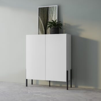 Sektor DEKTON je charakteristický svojim elegantným prevedením a čistými líniami. Výrazným prvkom nábytku sú nožičky, vyrobené z kovu. Sú v čiernej farbe. Nábytok DEKTON je vyrobený z kvalitných LTD dosiek, ktoré sa jednoducho udržiavajú, s ABS hranami.Komoda je dvojdverová.Rozmery (š,v,h): 114 x 135 x 40 cm.Farba: bielaDodávame v demontovanom stave.