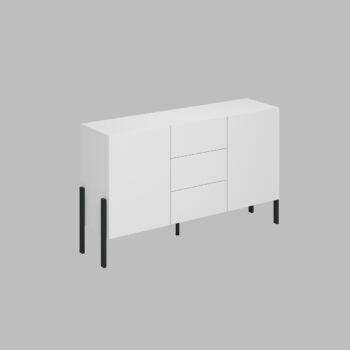Sektor DEKTON je charakteristický svojim elegantným prevedením a čistými líniami. Výrazným prvkom nábytku sú nožičky, vyrobené z kovu. Sú v čiernej farbe. Nábytok DEKTON je vyrobený z kvalitných LTD dosiek, ktoré sa jednoducho udržiavajú, s ABS hranami.Komoda je dvojdverová. Disponuje tromi praktickými zásuvkami.Rozmery (š,v,h): 154 x 90 x 40 cm.Farba: bielaDodávame v demontovanom stave.