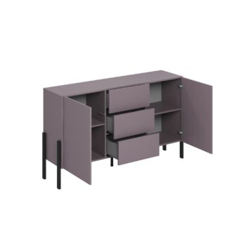 Sektor DEKTON je charakteristický svojim elegantným prevedením a čistými líniami. Výrazným prvkom nábytku sú nožičky, vyrobené z kovu. Sú v čiernej farbe. Nábytok DEKTON je vyrobený z kvalitných LTD dosiek, ktoré sa jednoducho udržiavajú, s ABS hranami.Komoda je dvojdverová. Disponuje tromi praktickými zásuvkami.Rozmery (š,v,h): 154 x 90 x 40 cm.Farba: slivkaDodávame v demontovanom stave.