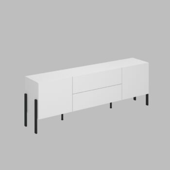 Sektor DEKTON je charakteristický svojim elegantným prevedením a čistými líniami. Výrazným prvkom nábytku sú nožičky, vyrobené z kovu. Sú v čiernej farbe. Nábytok DEKTON je vyrobený z kvalitných LTD dosiek, ktoré sa jednoducho udržiavajú, s ABS hranami.Obývacia zostava sa skladá z týchto prvkov:DEKTON Televízny stolík - rozmery (š,v,h): 204 x 70 x 40 cm,DEKTON kombinovaná komoda - rozmery (š,v,h): 184 x 90 x 40 cm,DEKTON dvojdverová komoda - rozmery (š,v,h): 114 x 135 x 40 cm.Farebné prevedenie: biela matnáDodávame v demontovanom stave. 