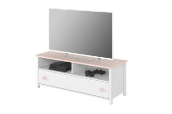 TV stolík DELOR patrí do dizajnového detského sektoru DELOR. Je v jedinečnom provensálskom štýle.Je vyrobený z kvalitných LTD dosiek, ktoré sa jednoducho udržiavajú. Farebné prevedenie je v príjemnom kontraste bielej a ružovej farby.TV stolík disponuje jednou praktickou zásuvkou. Má tiež dve otvorené poličky na dvd prehrávač, či wifi router.Rozmery (š,v,h): 120 x 46 x 42 cm.Atraktívny detský sektor DELOR je určený najmä pre dievčatá. Vyznačuje sa eleganciou, dizajnom a zároveň praktickosťou. Sektor DELOR je vytvorený z viacerých prvkov, vďaka ktorým si vytvoríte očarujúcu detskú izbu, z ktorej budú vaše ratolesti nadšené.Dodávame v demontovanom stave.